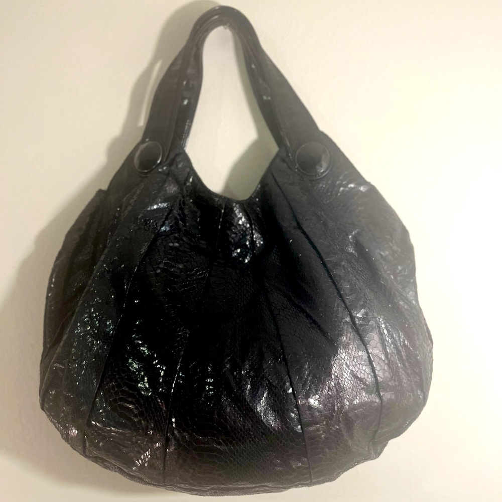 Express Faux snakeskin hobo bag. Color Black. Gently used, excellent condition!